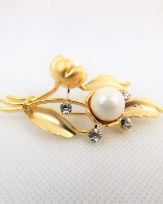 Pearl On Bronze Broach