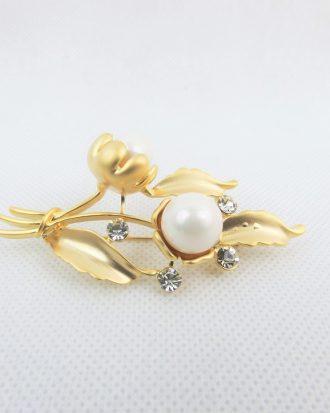 Pearl On Bronze Broach