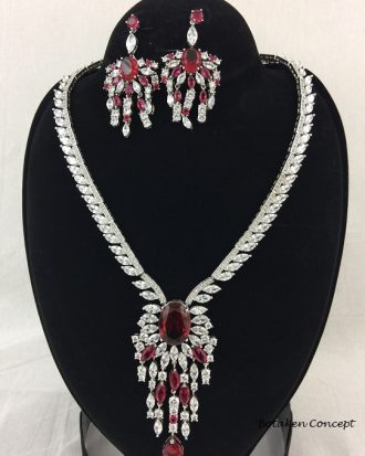 AMERICAN DIAMOND RED STONES. BEAUTIFUL DESIGN. HIGH QUALITY