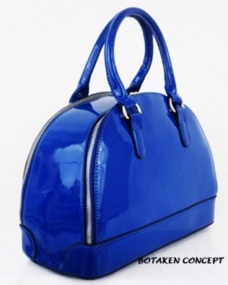 Unique Patent Sage Handbag, Royal