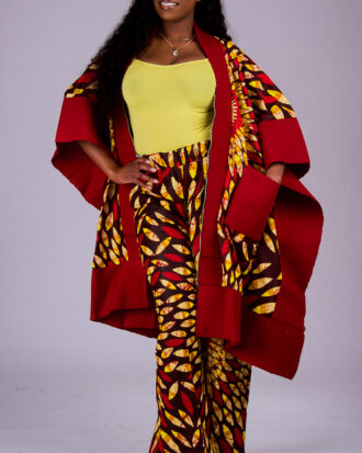 Royal Harmony Set – Women’s Ankara and Aso-Oke Kimono with Matching Wide-Leg Pants