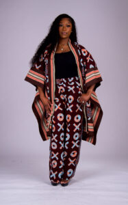 Women’s Ankara and Aso-Oke Kimono Set with Matching Wide-Leg Pants