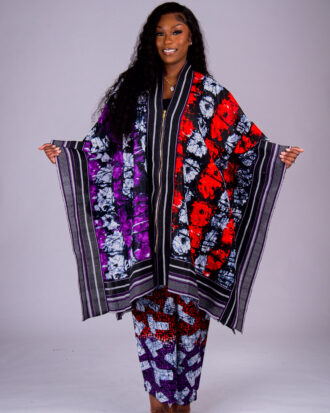 Women’s Ankara and Aso-Oke Kimono Set with Matching Wide-Leg Pants